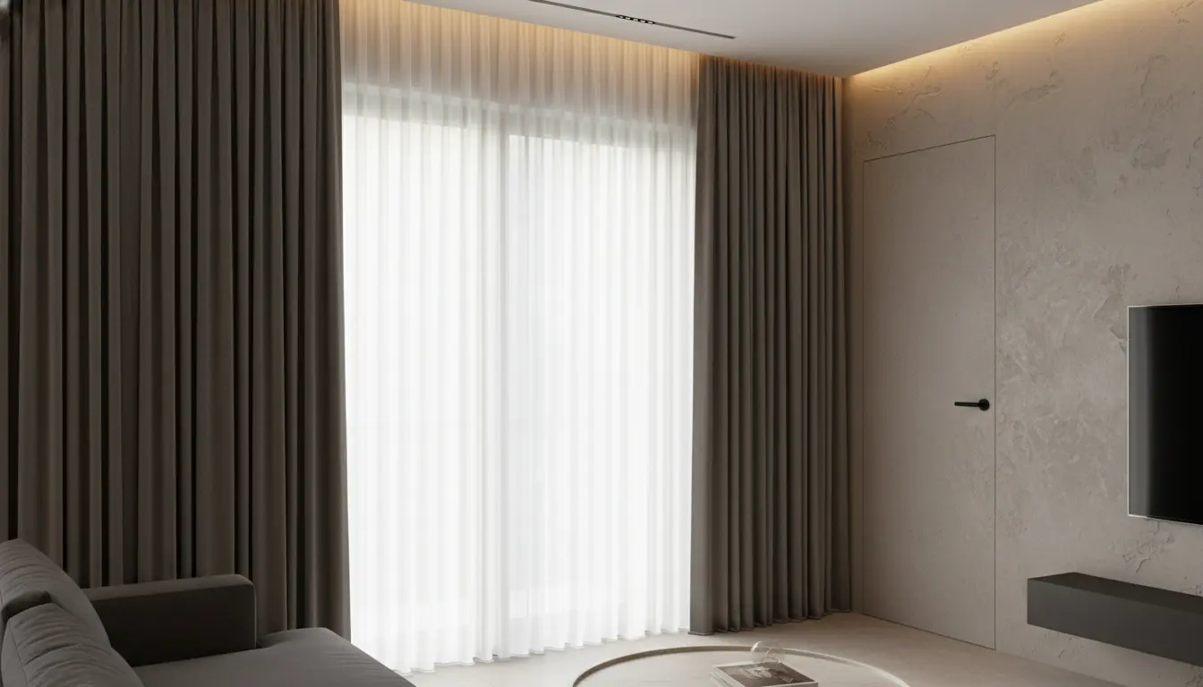 Kitchen curtains above a worktop: a practical fabric that resists damp and cooking smells