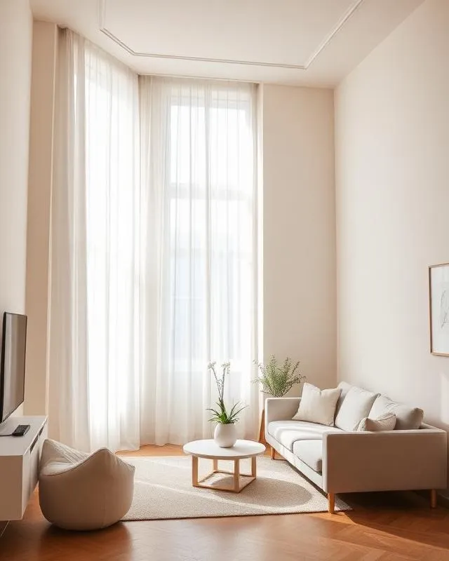 Vilnius Senamiesčio butas – minimalistinės dieninės užuolaidos